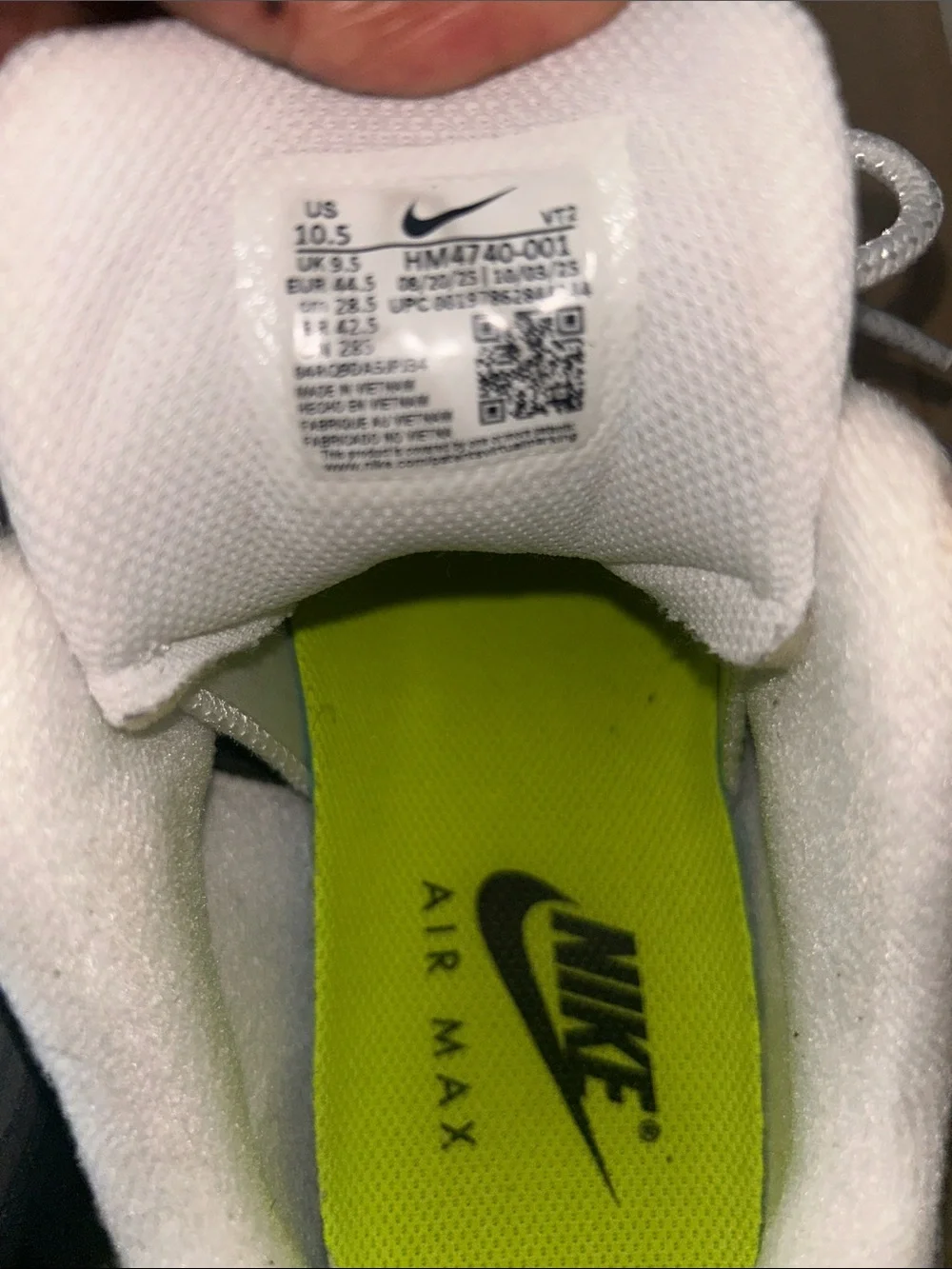 Nike Men's White, Black, and Volt Air Max Sneakers